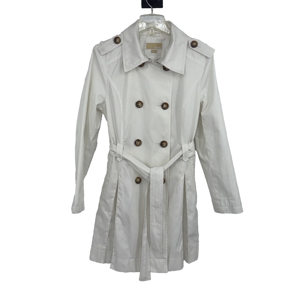 Michael by Michael Kors Women‎ L White Trench Spring Coat Old Money Quiet Luxury